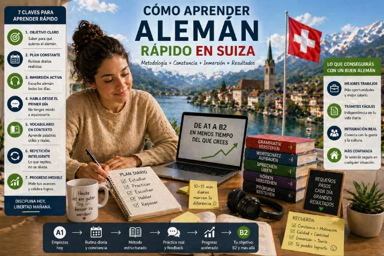 Cómo Aprender Alemán Rápido en Suiza: Guía Completa para Llegar al B2 en 2026