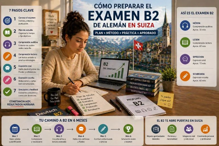 Cómo Preparar el Examen B2 de Alemán en Suiza: Plan Real de 25 Semanas